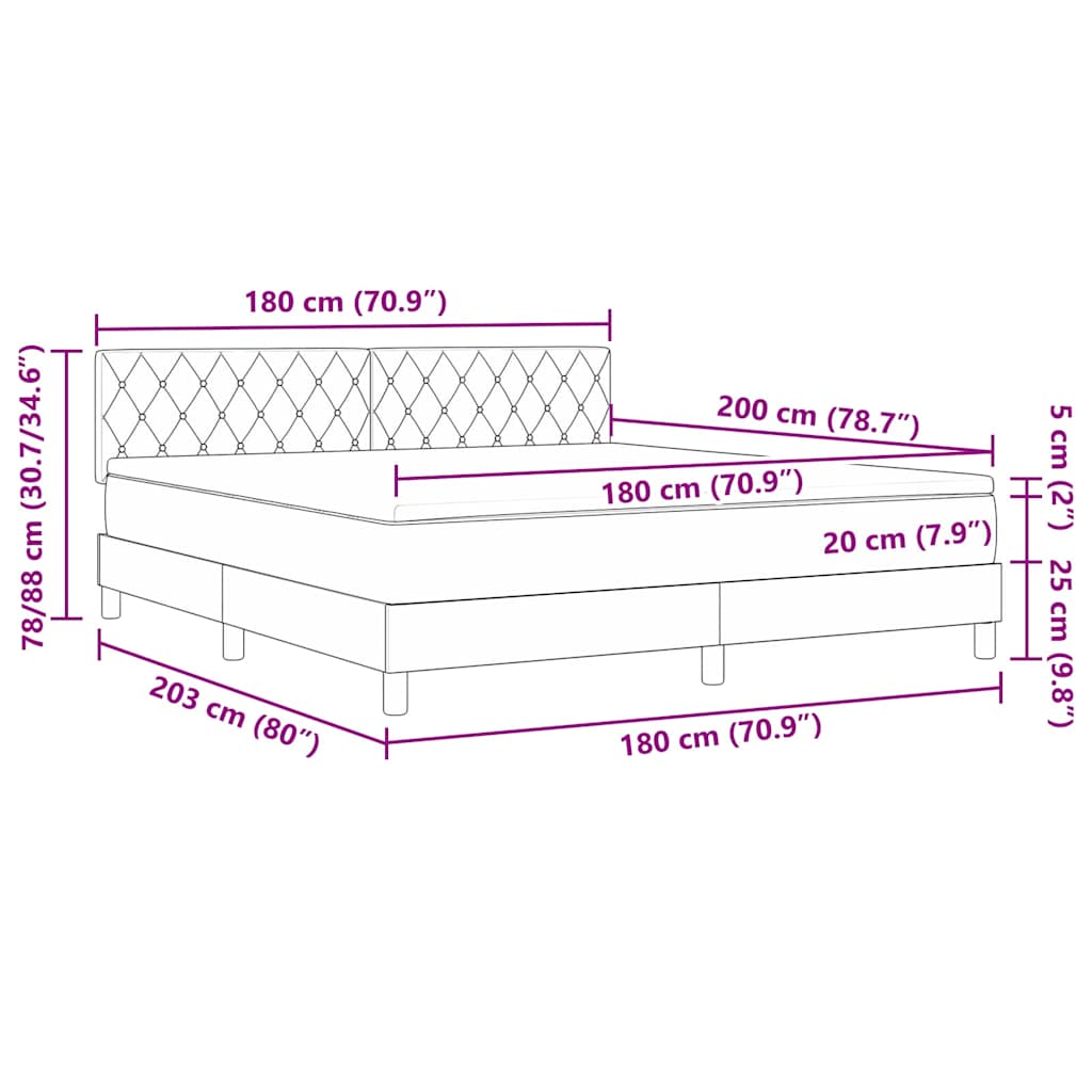 Postel S Boxspringem S Matrací Tmavě Šedá 180 X 200 Cm Samet