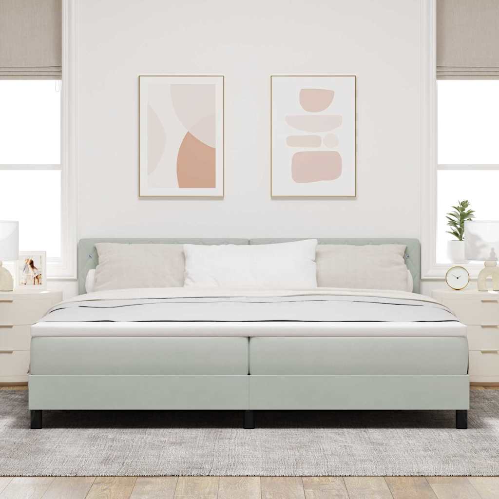 Postel S Boxspringem S Matrací Světle Šedá 200 X 200 Cm Samet