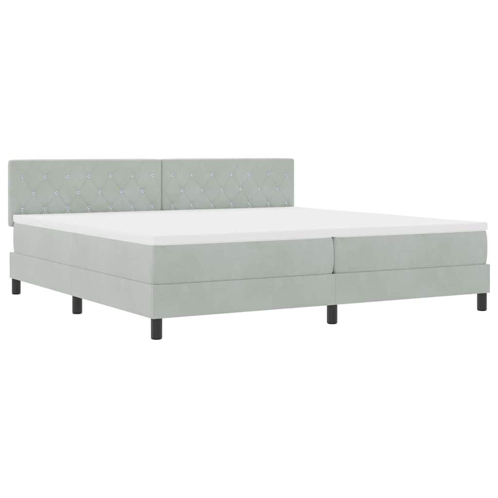 Postel S Boxspringem S Matrací Světle Šedá 200 X 200 Cm Samet
