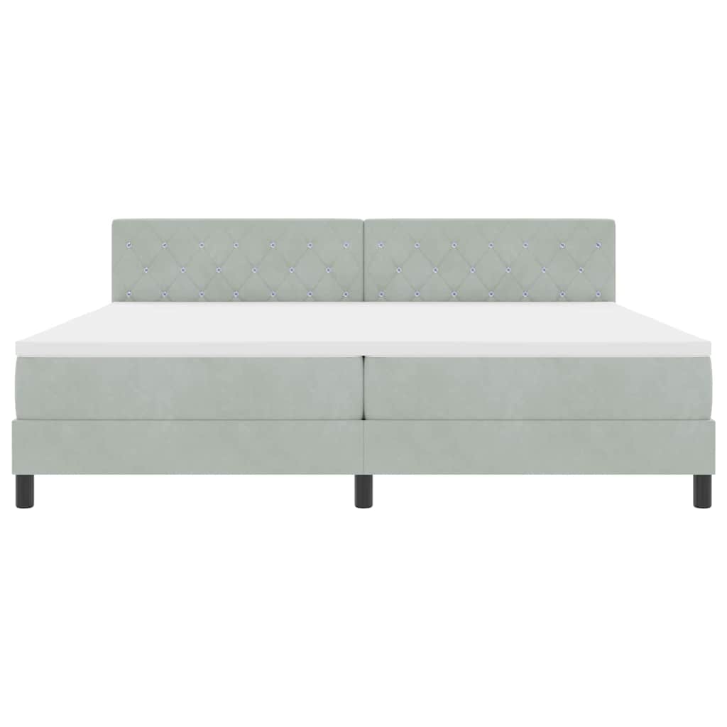Postel S Boxspringem S Matrací Světle Šedá 200 X 200 Cm Samet