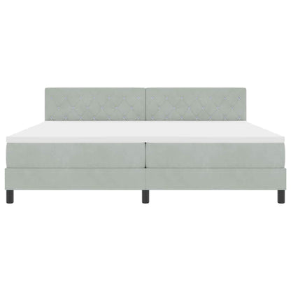 Postel S Boxspringem S Matrací Světle Šedá 200 X 200 Cm Samet