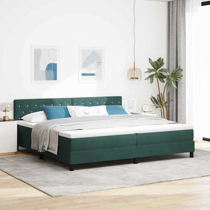 Postel S Boxspringem S Matrací Tmavě Zelená 200 X 200 Cm Samet