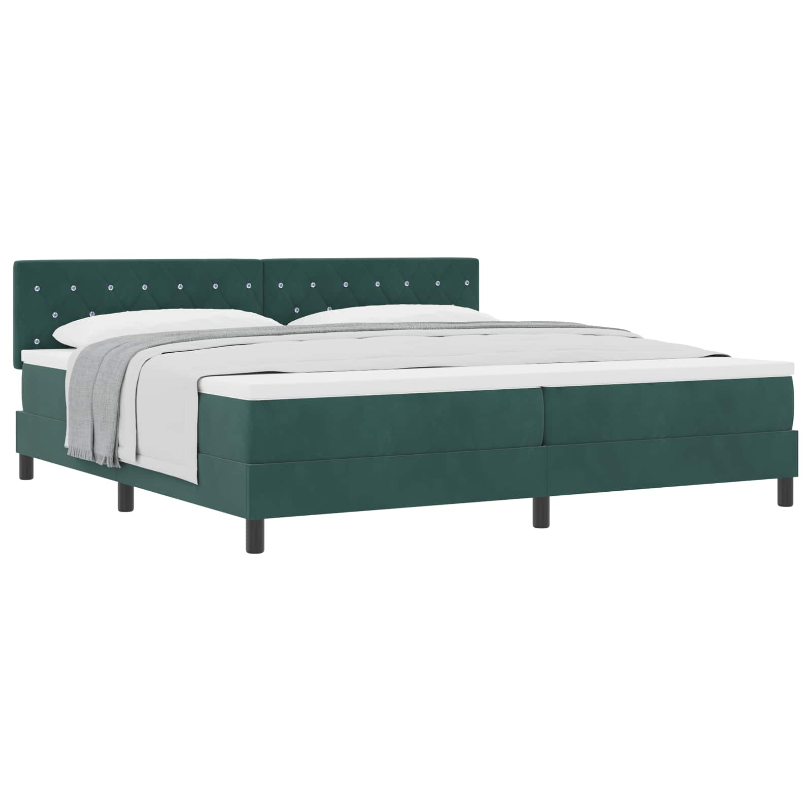 Postel S Boxspringem S Matrací Tmavě Zelená 200 X 200 Cm Samet