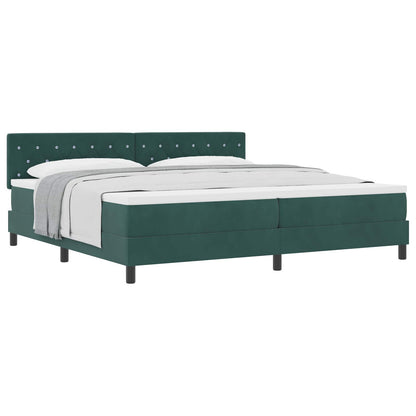 Postel S Boxspringem S Matrací Tmavě Zelená 200 X 200 Cm Samet