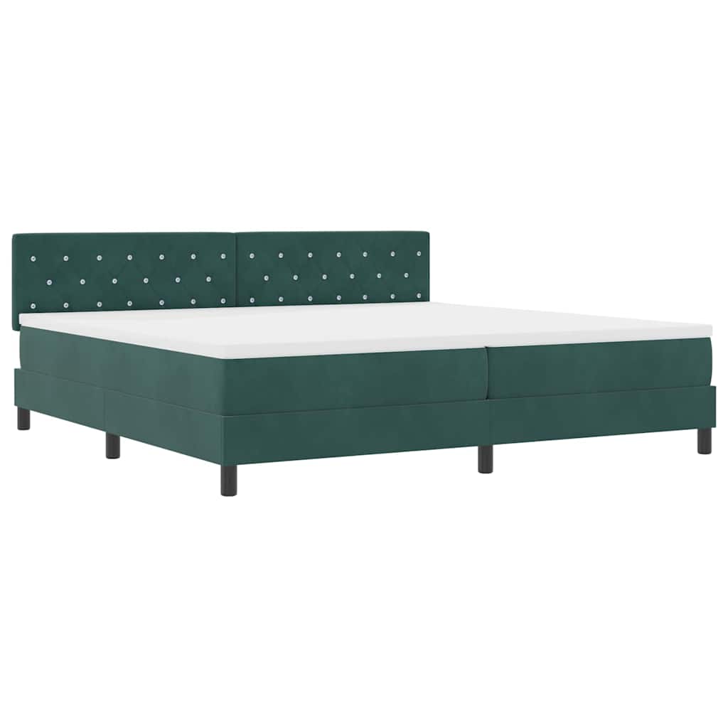 Postel S Boxspringem S Matrací Tmavě Zelená 200 X 200 Cm Samet
