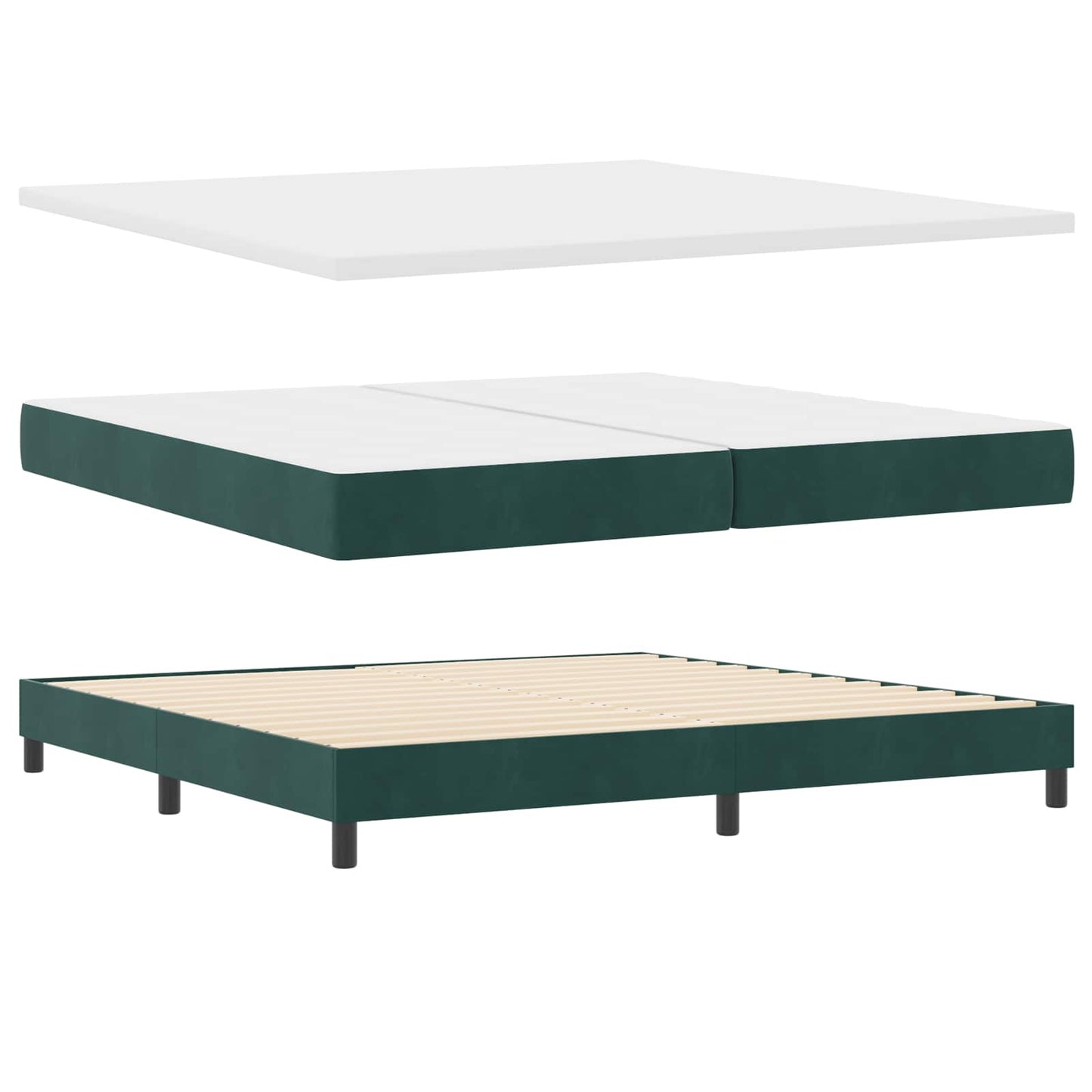Postel S Boxspringem S Matrací Tmavě Zelená 200 X 200 Cm Samet