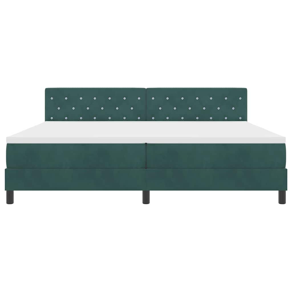 Postel S Boxspringem S Matrací Tmavě Zelená 200 X 200 Cm Samet