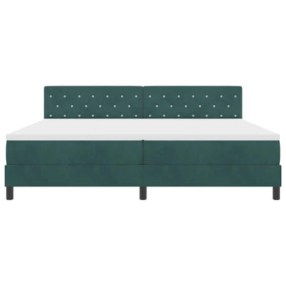 Postel S Boxspringem S Matrací Tmavě Zelená 200 X 200 Cm Samet