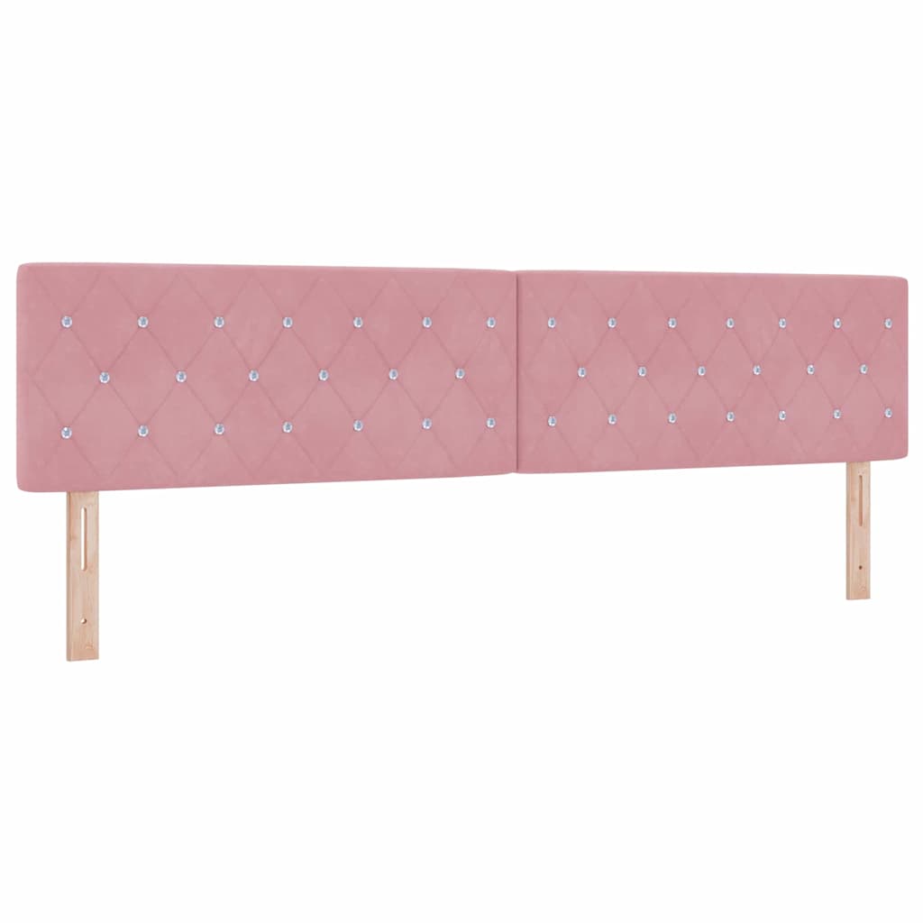 Postel S Boxspringem S Matrací S Čelo Růžová 200 X 200 Cm Samet