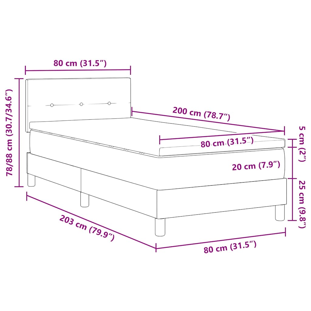 Postel S Boxspringem S Čelo Tmavě Šedá 80 X 200 Cm Samet