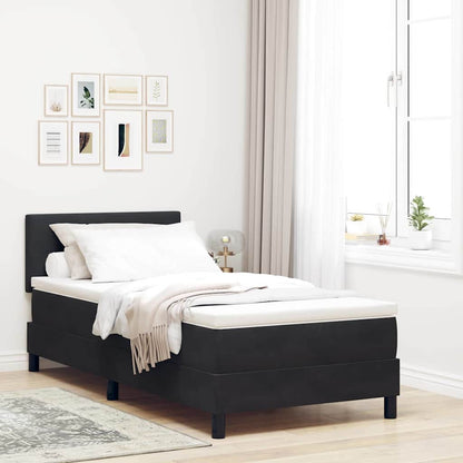 Postel S Boxspringem S Čelo Černá 90 X 190 Cm Samet