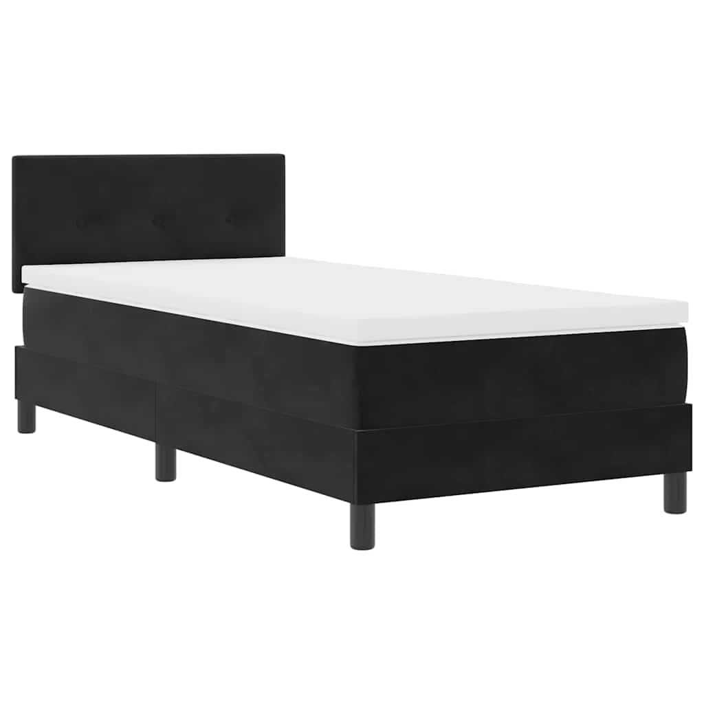 Postel S Boxspringem S Čelo Černá 90 X 190 Cm Samet
