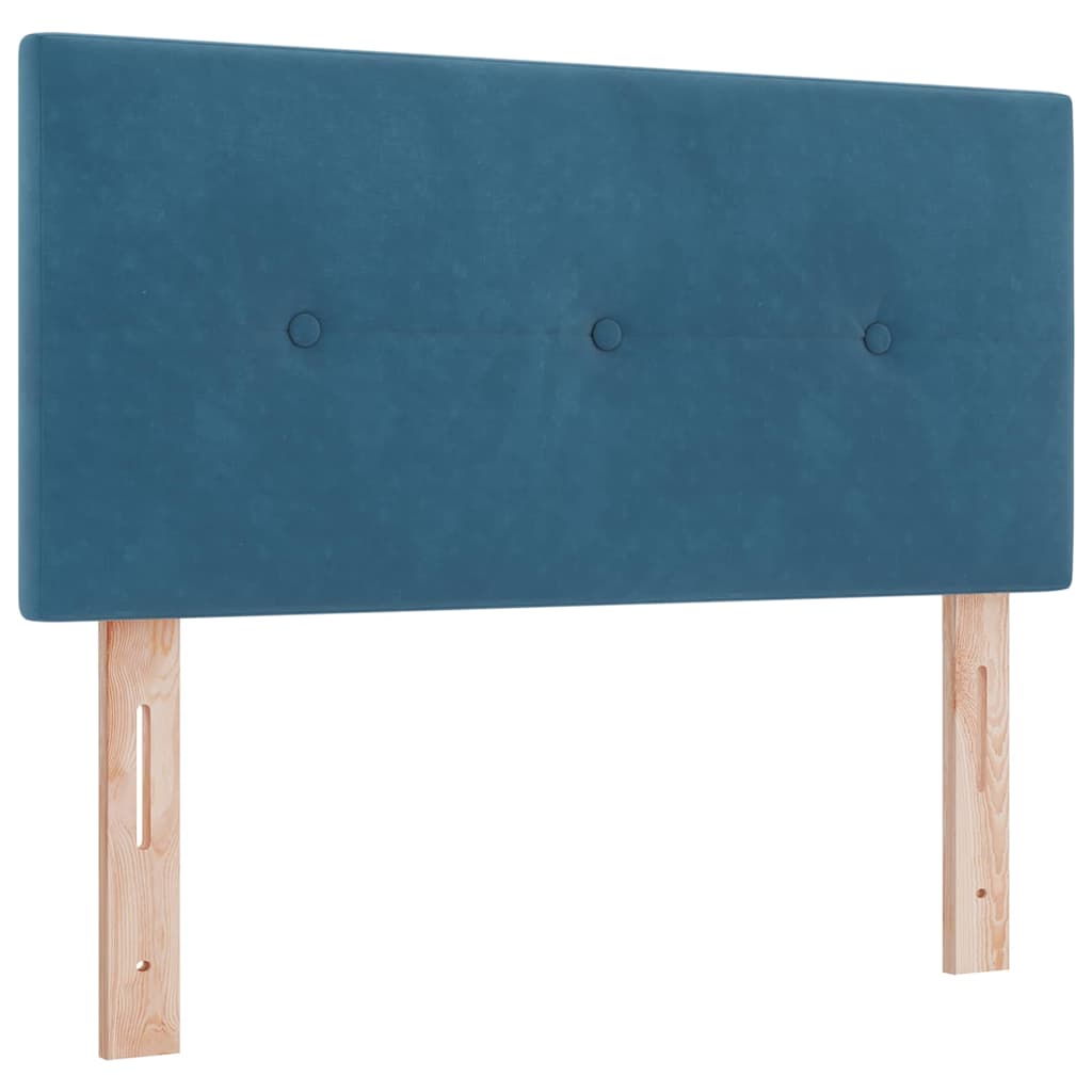 Postel S Boxspringem S Čelo Tmavě Modrá 90 X 190 Cm Samet