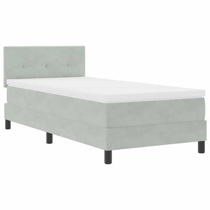 Postel S Boxspringem S Čelo Světle Šedá 100 X 200 Cm Samet