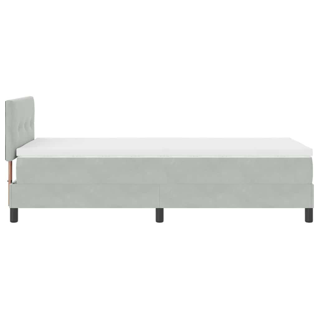 Postel S Boxspringem S Čelo Světle Šedá 100 X 200 Cm Samet