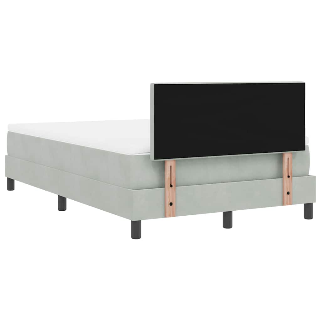 Postel S Boxspringem S Čelo Světle Šedá 120 X 190 Cm Samet