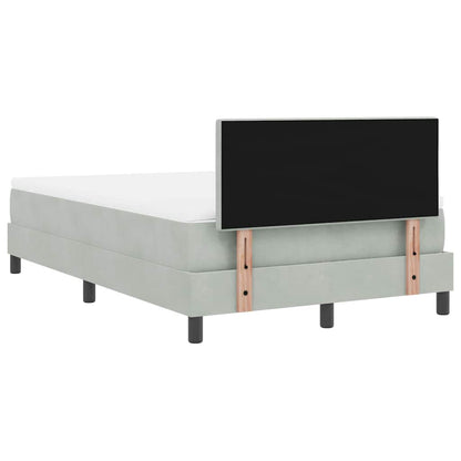 Postel S Boxspringem S Čelo Světle Šedá 120 X 190 Cm Samet