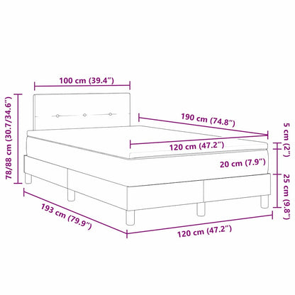 Postel S Boxspringem S Čelo Světle Šedá 120 X 190 Cm Samet