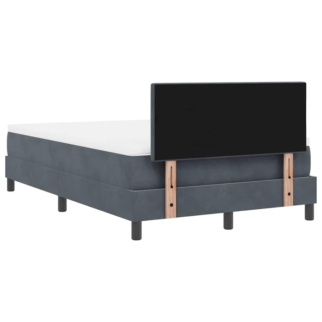 Postel S Boxspringem S Čelo Tmavě Šedá 120 X 190 Cm Samet