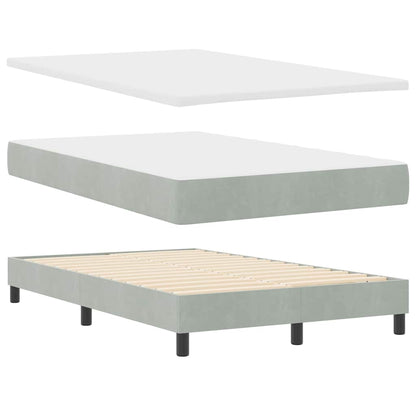 Postel S Boxspringem S Čelo Světle Šedá 120 X 200 Cm Samet