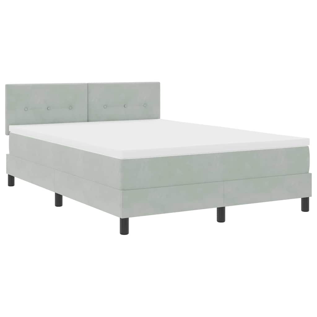 Postel S Boxspringem S Čelo Světle Šedá 140 X 190 Cm Samet