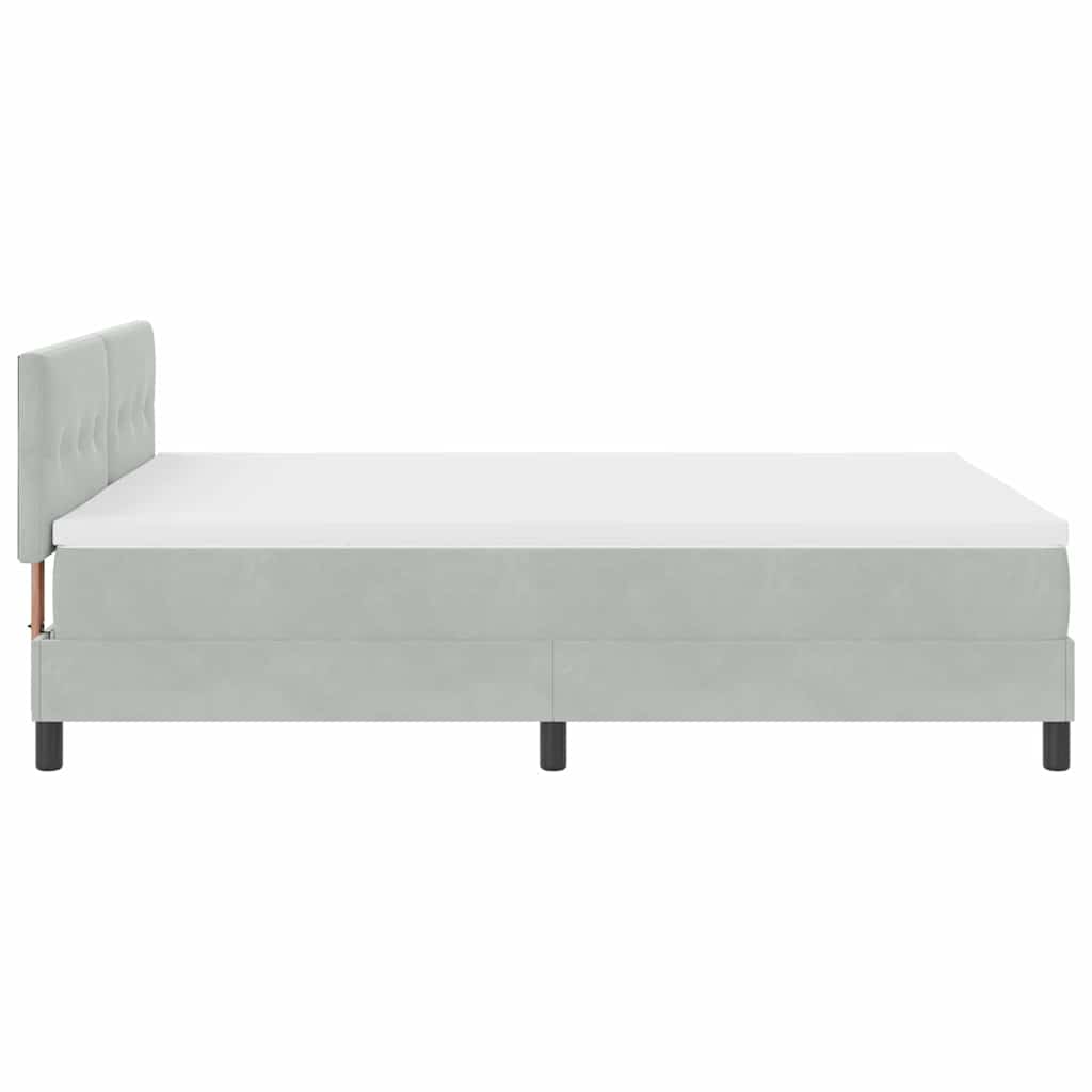 Postel S Boxspringem S Čelo Světle Šedá 140 X 190 Cm Samet