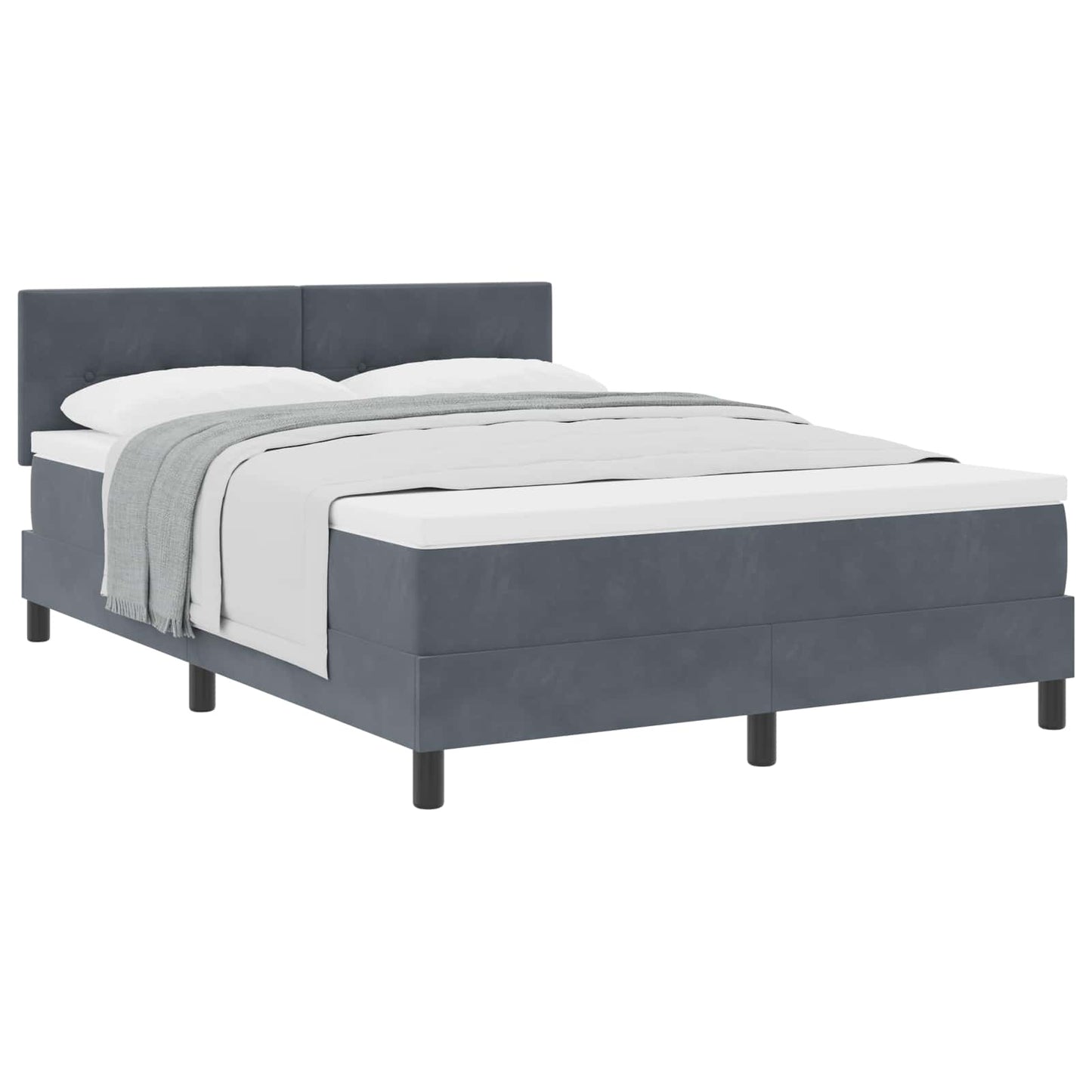 Postel S Boxspringem S Čelo Tmavě Šedá 140 X 190 Cm Samet