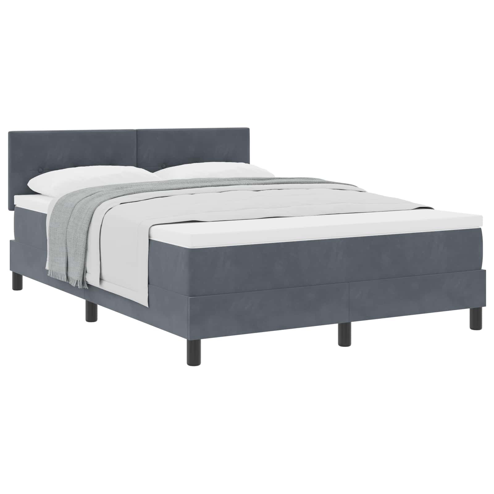 Postel S Boxspringem S Čelo Tmavě Šedá 140 X 190 Cm Samet