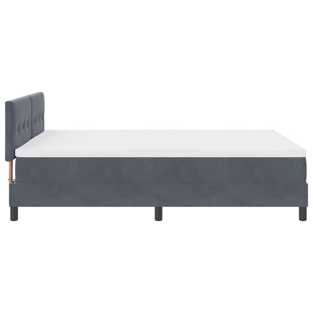 Postel S Boxspringem S Čelo Tmavě Šedá 140 X 190 Cm Samet