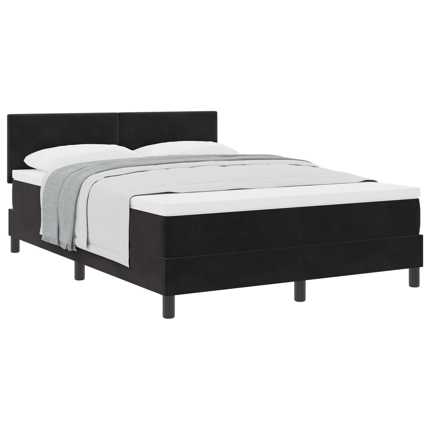 Postel S Boxspringem S Čelo Černá 140 X 190 Cm Samet