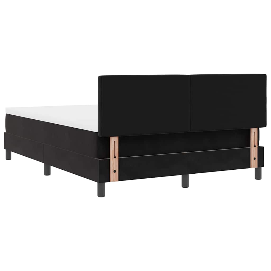 Postel S Boxspringem S Čelo Černá 140 X 190 Cm Samet