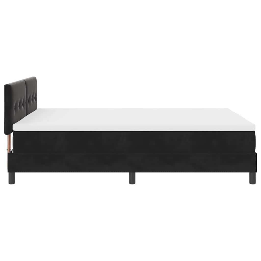 Postel S Boxspringem S Čelo Černá 140 X 190 Cm Samet