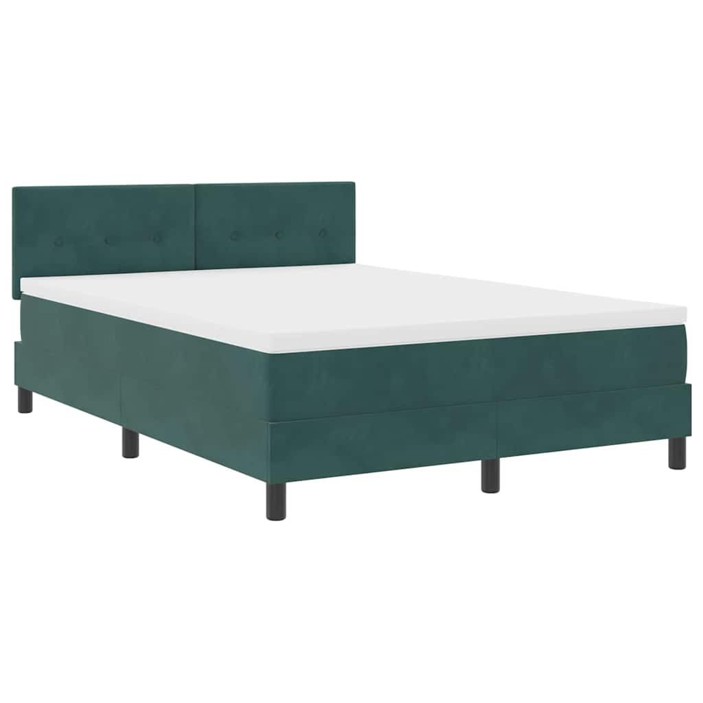 Postel S Boxspringem S Čelo Tmavě Zelená 140 X 190 Cm Samet