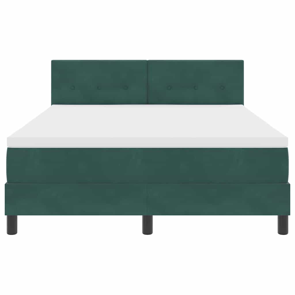 Postel S Boxspringem S Čelo Tmavě Zelená 140 X 190 Cm Samet