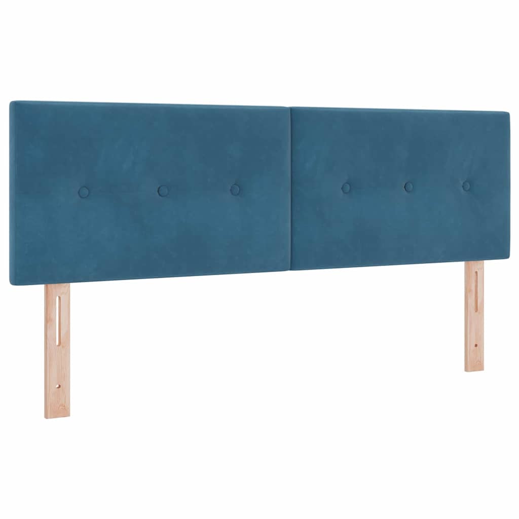 Postel S Boxspringem S Čelo Tmavě Modrá 140 X 190 Cm Samet