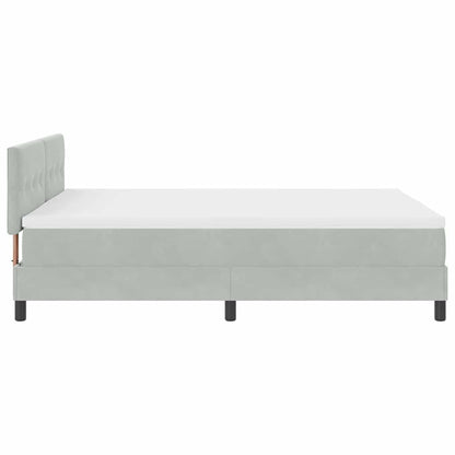 Postel S Boxspringem S Čelo Světle Šedá 140 X 200 Cm Samet
