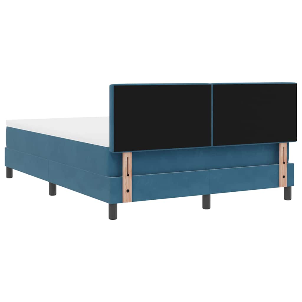 Postel S Boxspringem S Čelo Tmavě Modrá 140 X 200 Cm Samet