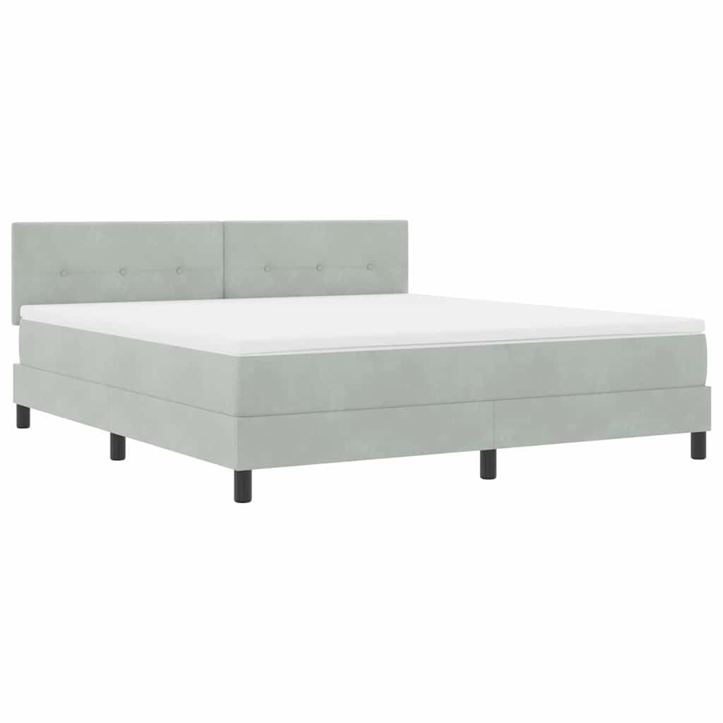 Postel S Boxspringem S Čelo Světle Šedá 180 X 200 Cm Samet