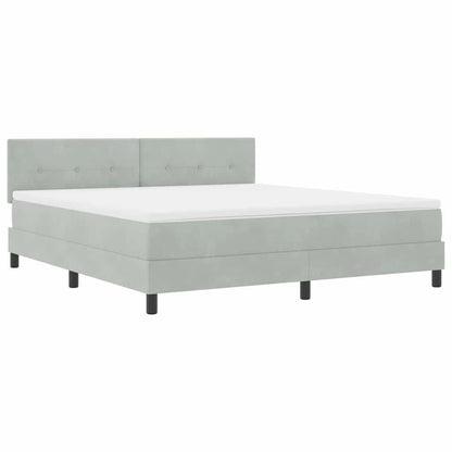 Postel S Boxspringem S Čelo Světle Šedá 180 X 200 Cm Samet