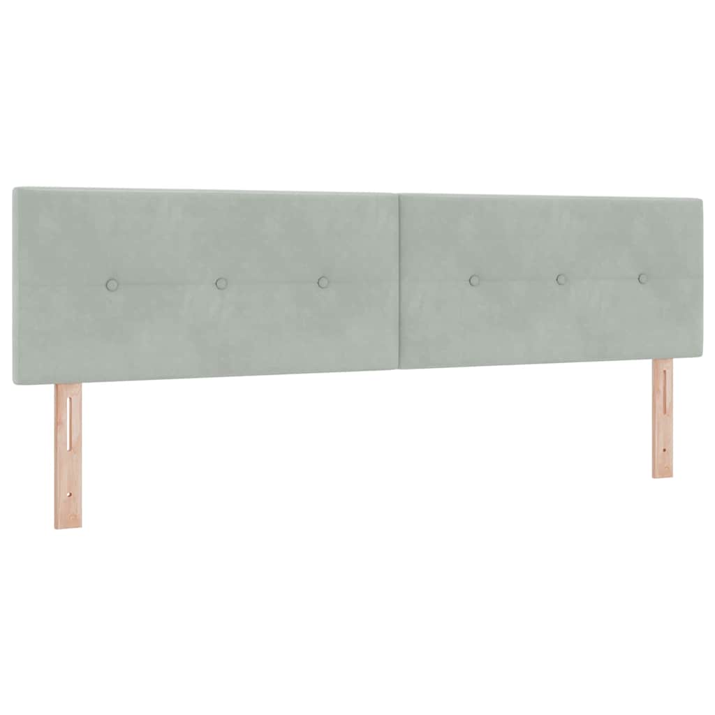 Postel S Boxspringem S Čelo Světle Šedá 180 X 200 Cm Samet