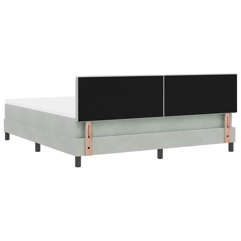 Postel S Boxspringem S Čelo Světle Šedá 180 X 200 Cm Samet