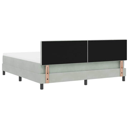 Postel S Boxspringem S Čelo Světle Šedá 180 X 200 Cm Samet