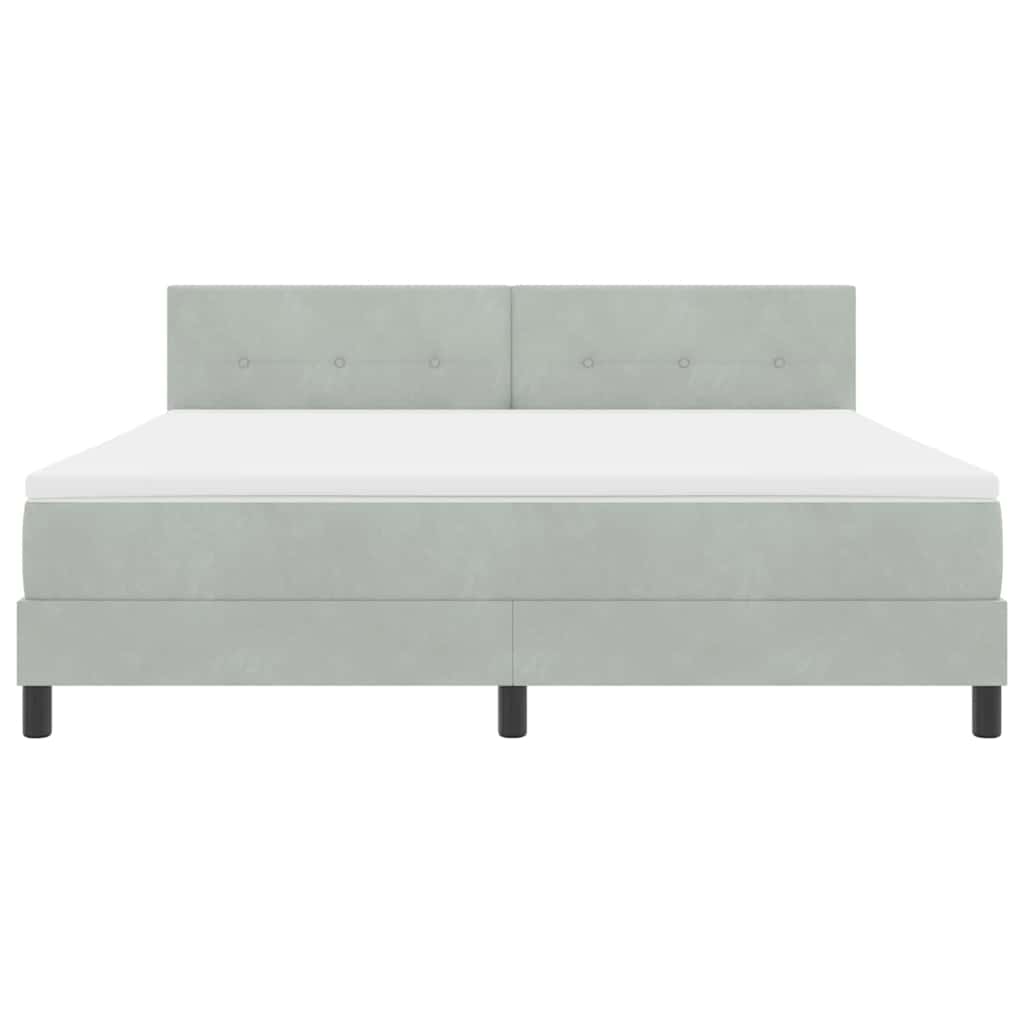 Postel S Boxspringem S Čelo Světle Šedá 180 X 200 Cm Samet