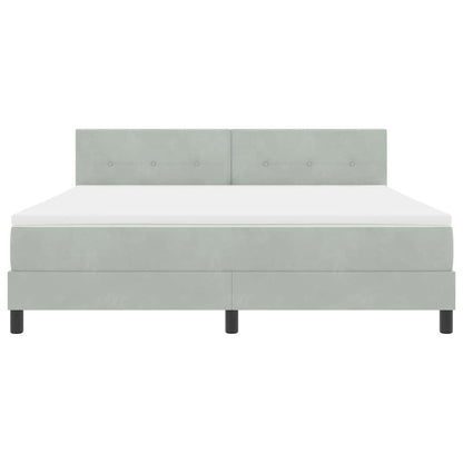 Postel S Boxspringem S Čelo Světle Šedá 180 X 200 Cm Samet