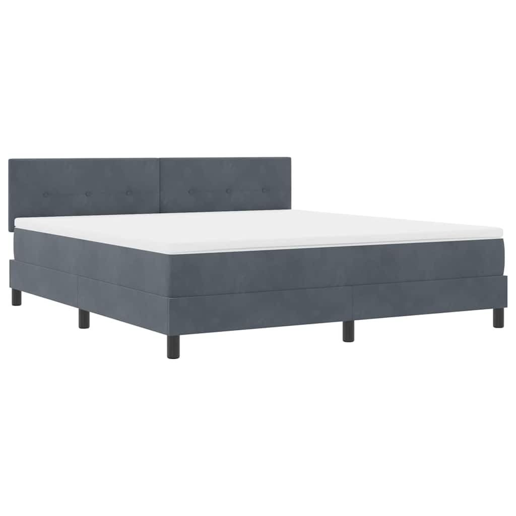 Postel S Boxspringem S Čelo Tmavě Šedá 180 X 200 Cm Samet