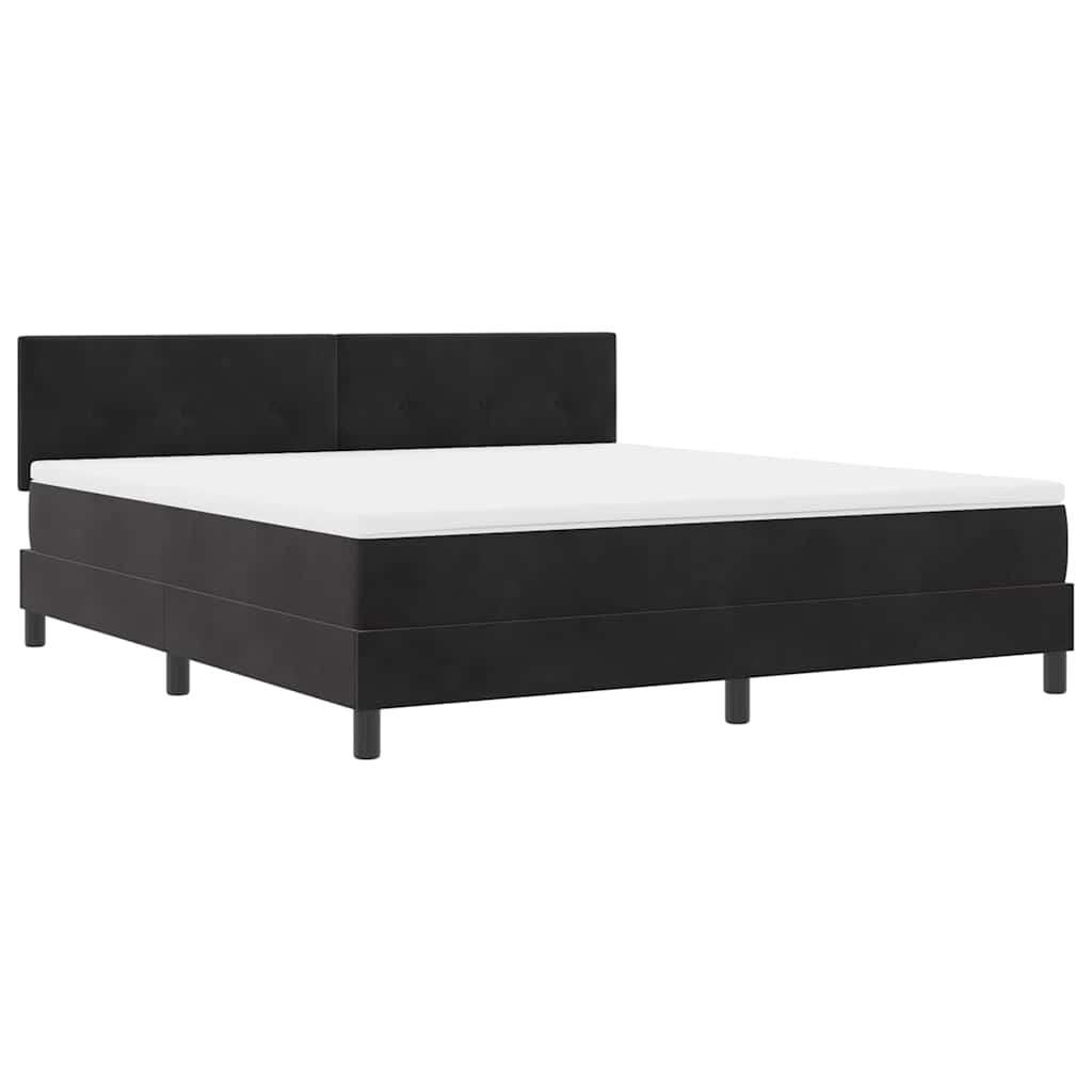 Postel S Boxspringem S Čelo Černá 180 X 200 Cm Samet