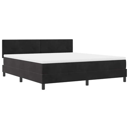 Postel S Boxspringem S Čelo Černá 180 X 200 Cm Samet
