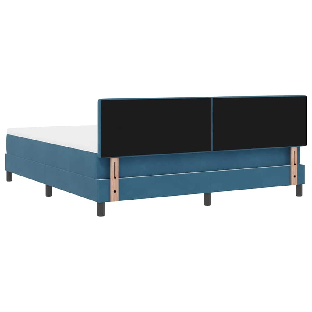 Postel S Boxspringem S Čelo Tmavě Modrá 180 X 200 Cm Samet