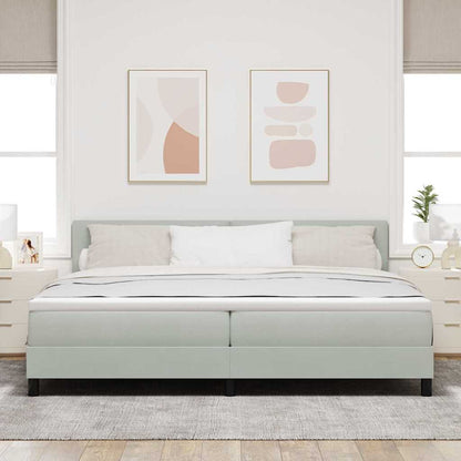 Postel S Boxspringem S Čelo Světle Šedá 200 X 200 Cm Samet