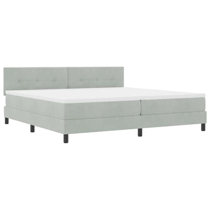 Postel S Boxspringem S Čelo Světle Šedá 200 X 200 Cm Samet